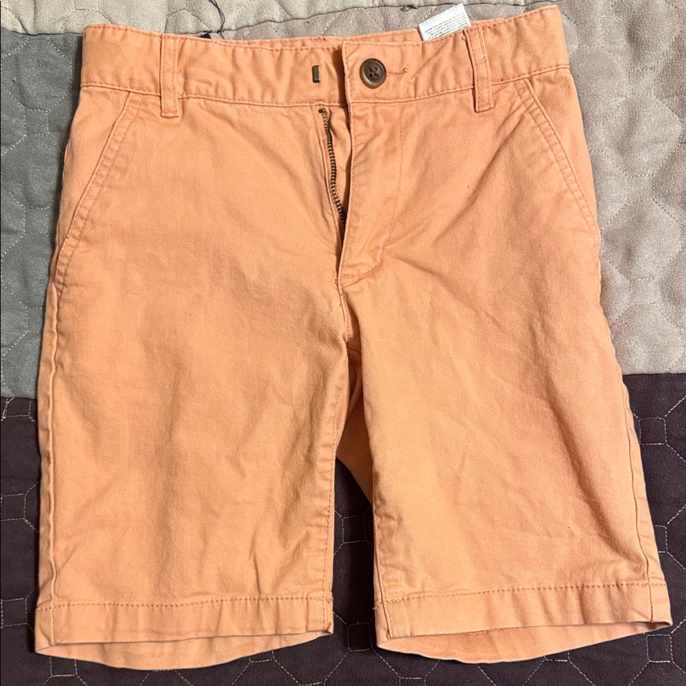 Old Navy Boys Sunset Orange Flat Front Shorts size 8 slim (adjustable waist)